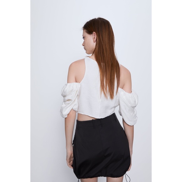 ZARA Crop Top Cut Out Shoulders - Picture 6 of 11
